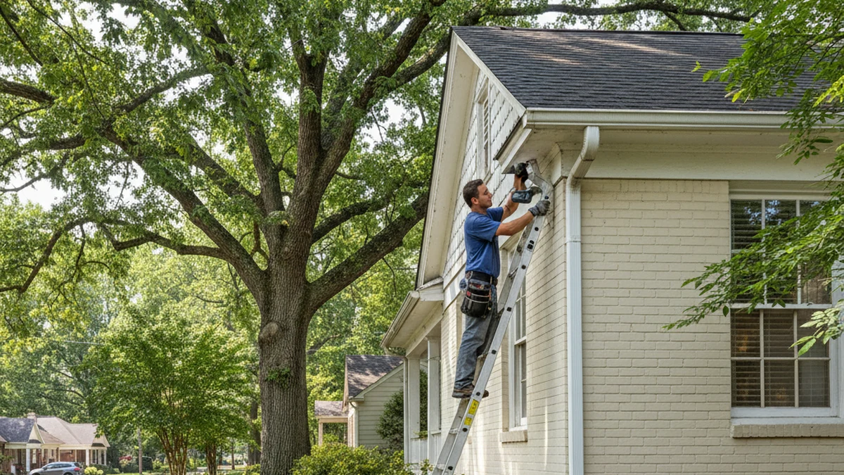 Downspout repair rerouting Florence Alabama Lauderdale County residential aluminum gutter system Shoals
