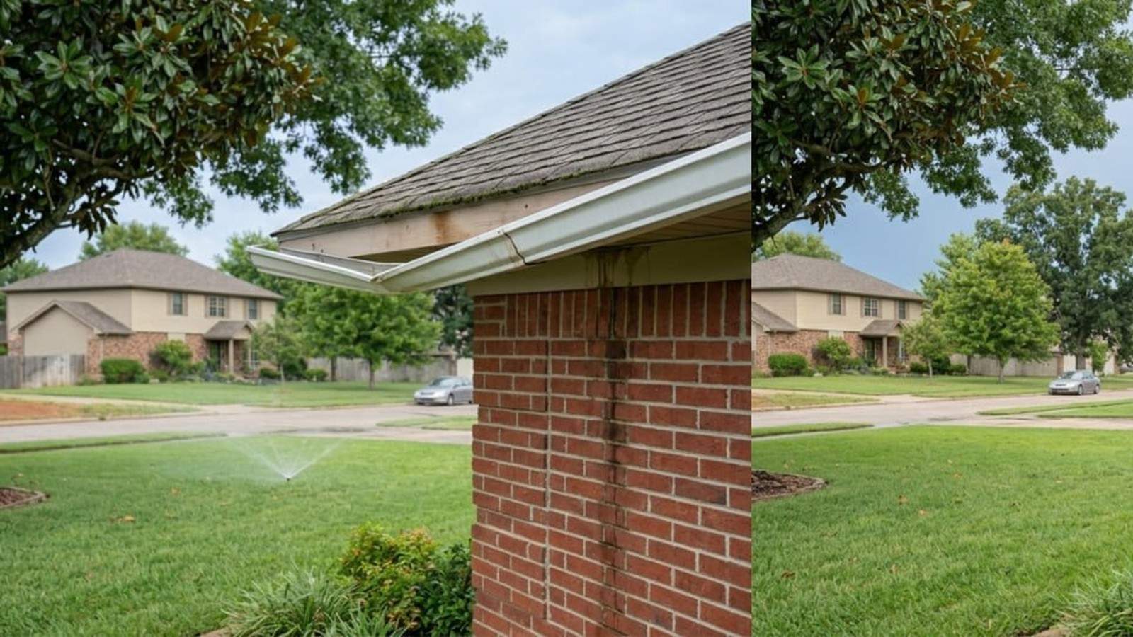 Professional gutter repair on a residential home in Florence Alabama Lauderdale County Shoals area