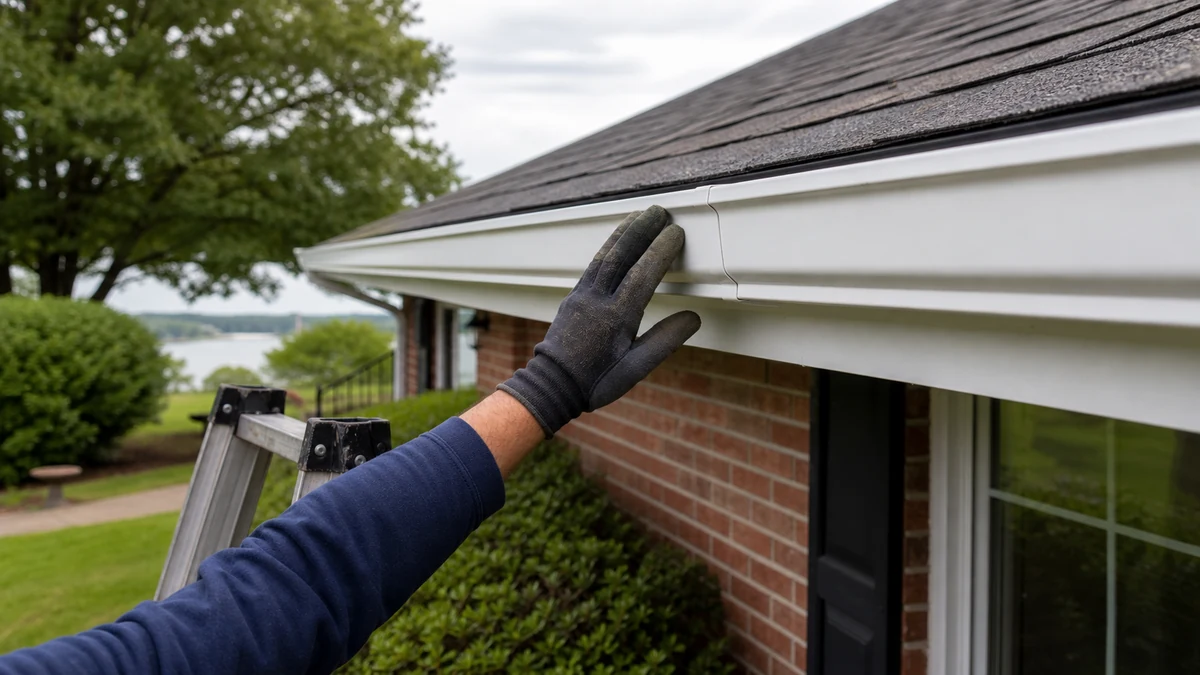 Gutter seam repair re-sealing Florence Alabama Lauderdale County aluminum gutter caulk replacement Shoals residential